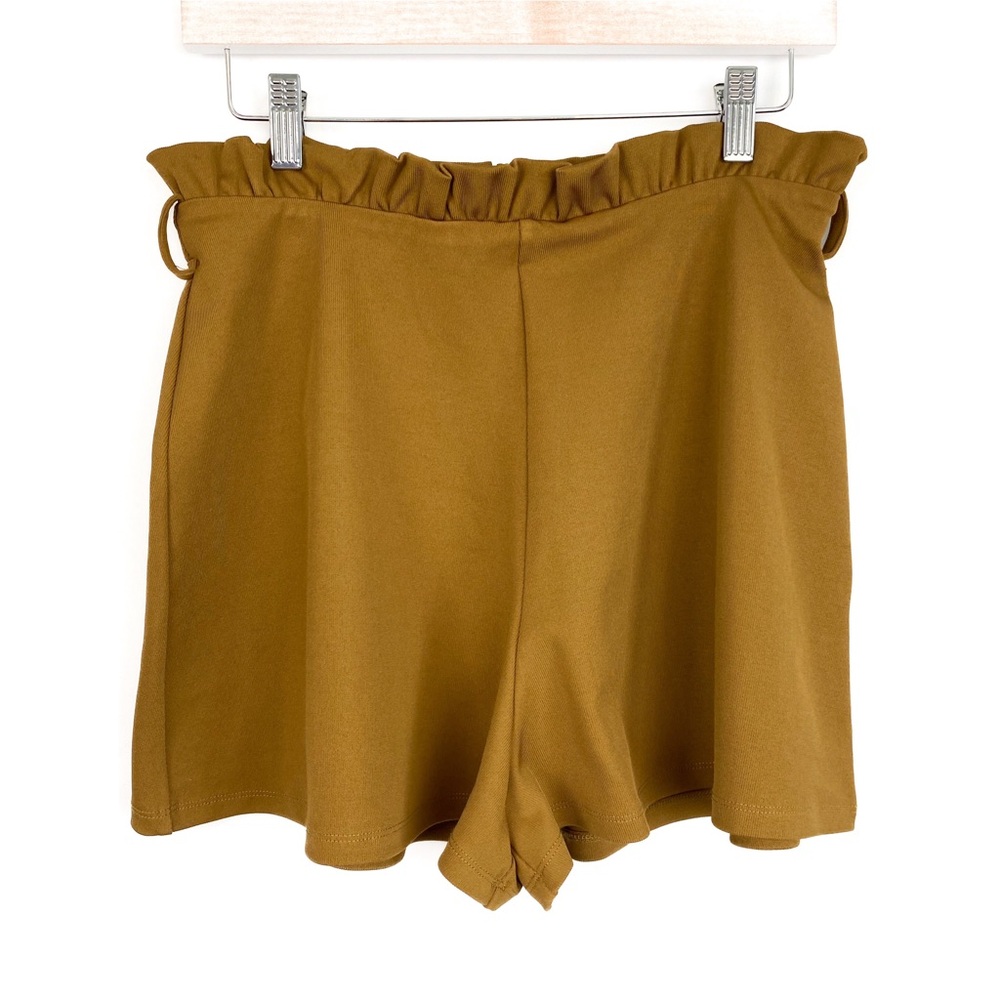 House of Harlow Revolve Womens High Waisted Shorts M Brown Ruffle Modern Chic
